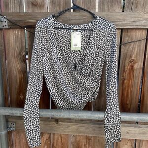 H&M Black and White Floral Blouse